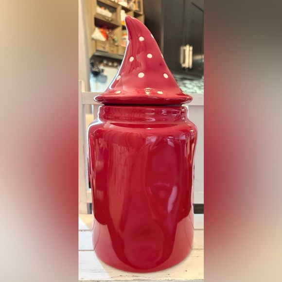 Rae Dunn Large Red You Don’t Gnome Me Ceramic Canister - Picture 3 of 3